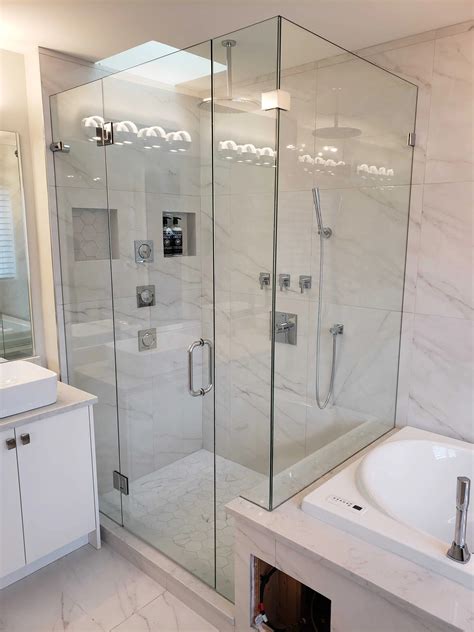 framless shower glass with bottom chanel|Custom Frameless Glass Shower Doors .